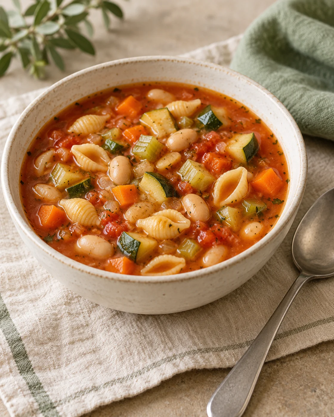 Минестроне с фасолью и макаронами