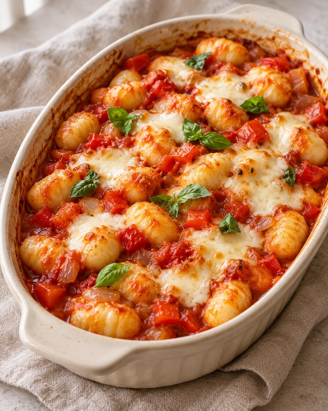 Ньокки с овощами под сыром